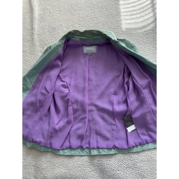 WILSONS LEATHER MAXIMA Suede Blazer Style Jacket Western Lite Green Womens Sz L - Picture 5 of 10